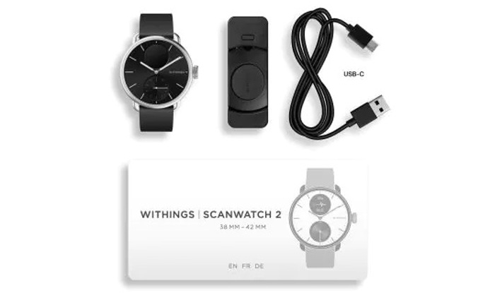 Withings ScanWatch 2 Smartwatch Epanafortizomenis Batarias me Mavro Kaoutsouk Louraki HWA10-model 1-All-Int